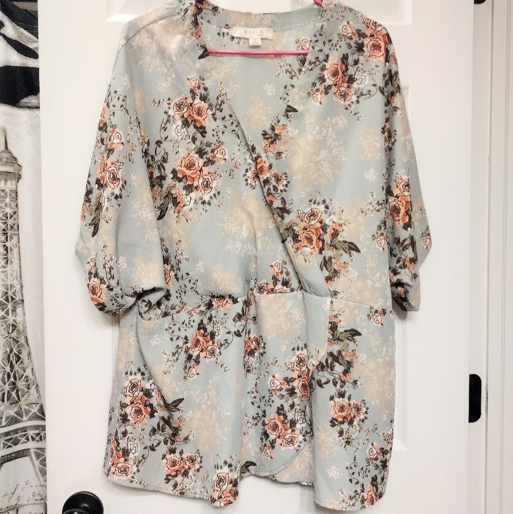 Misia Mint Green Floral Tunic Size 2X